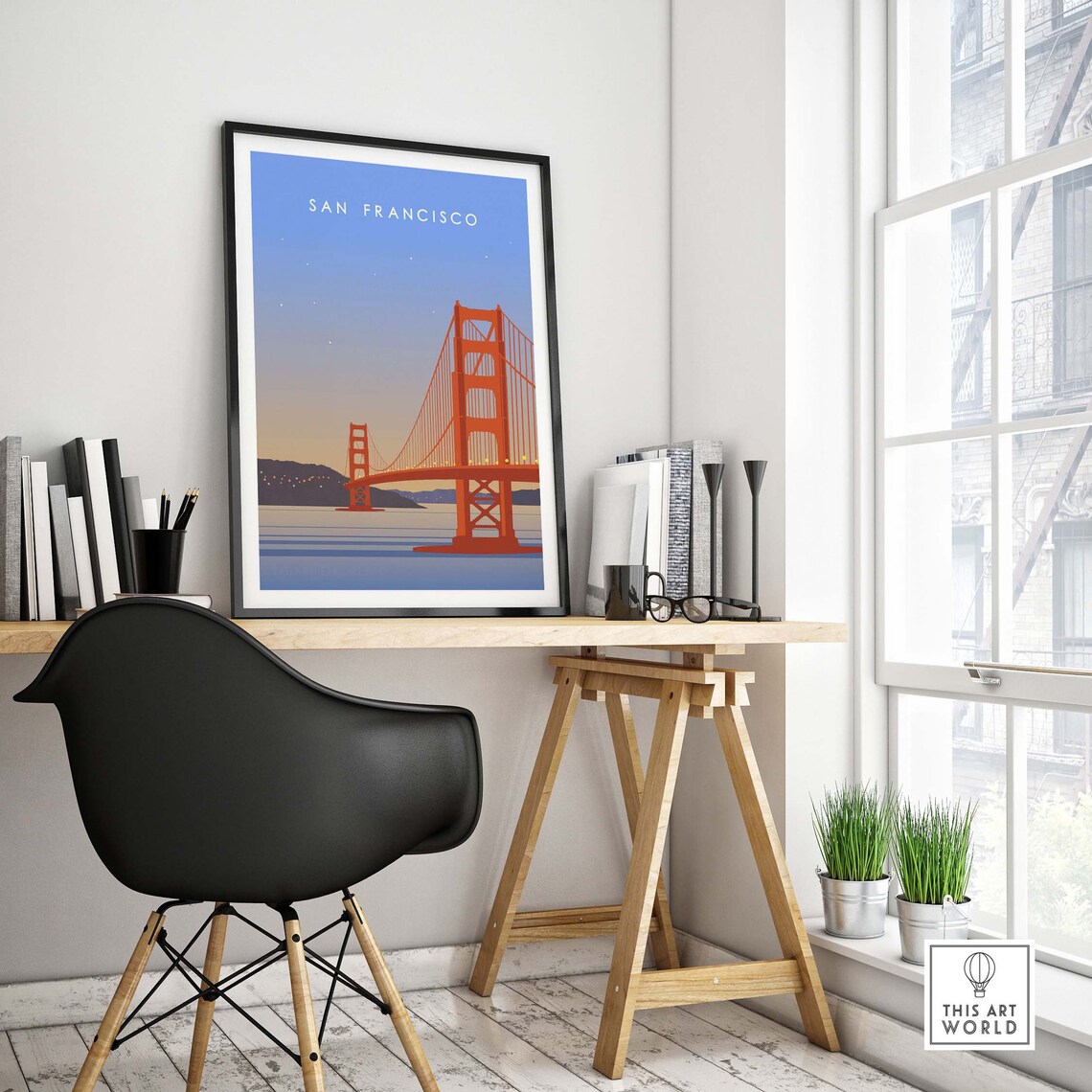 San Francisco Golden Gate Bridge Minimalist Travel Poster - Image 4