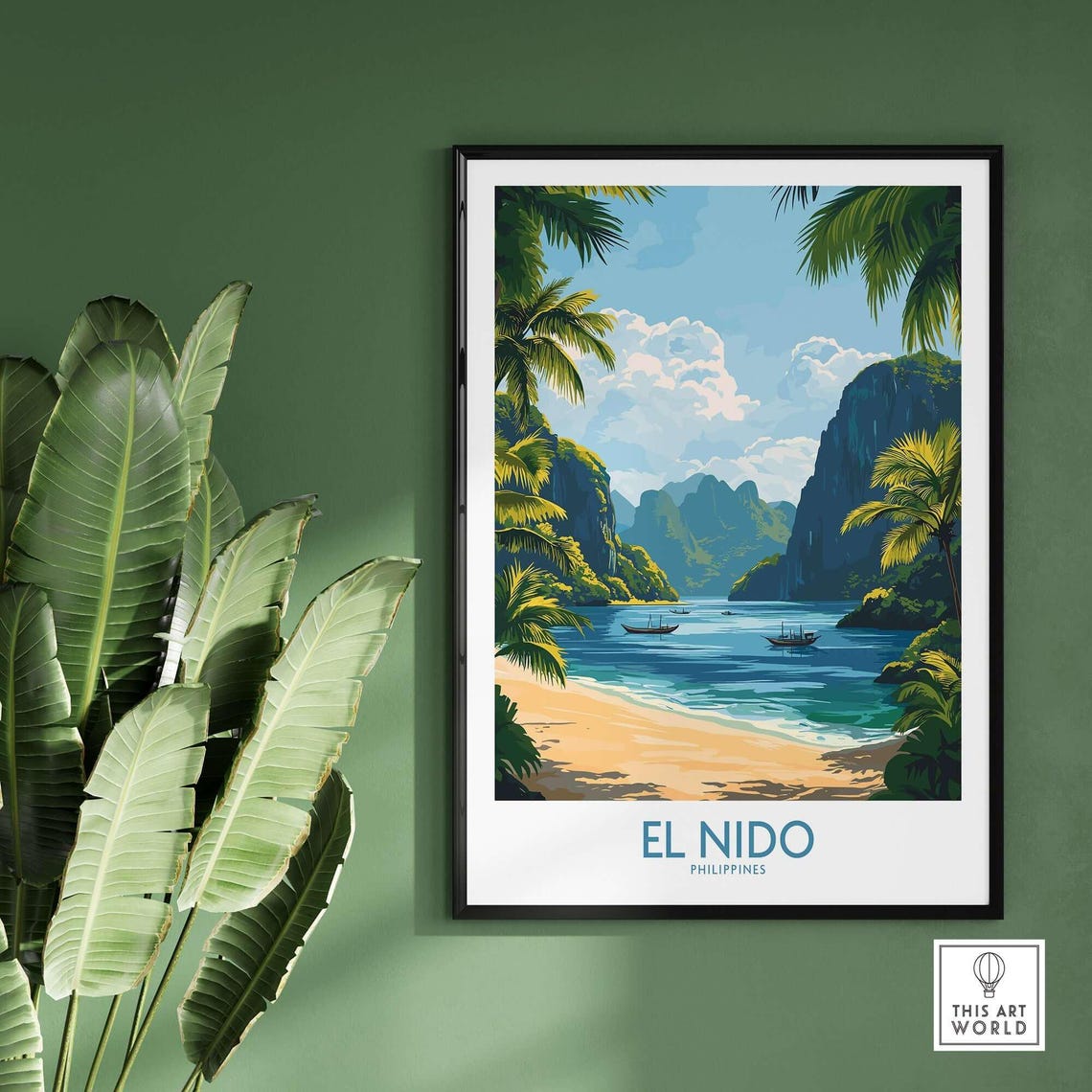 El Nido Philippines Limestone Cliffs Beach Vintage Travel Poster - Image 2