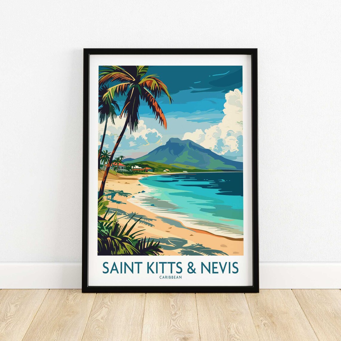 Saint Kitts And Nevis Caribbean Island Beach Vintage Travel Poster