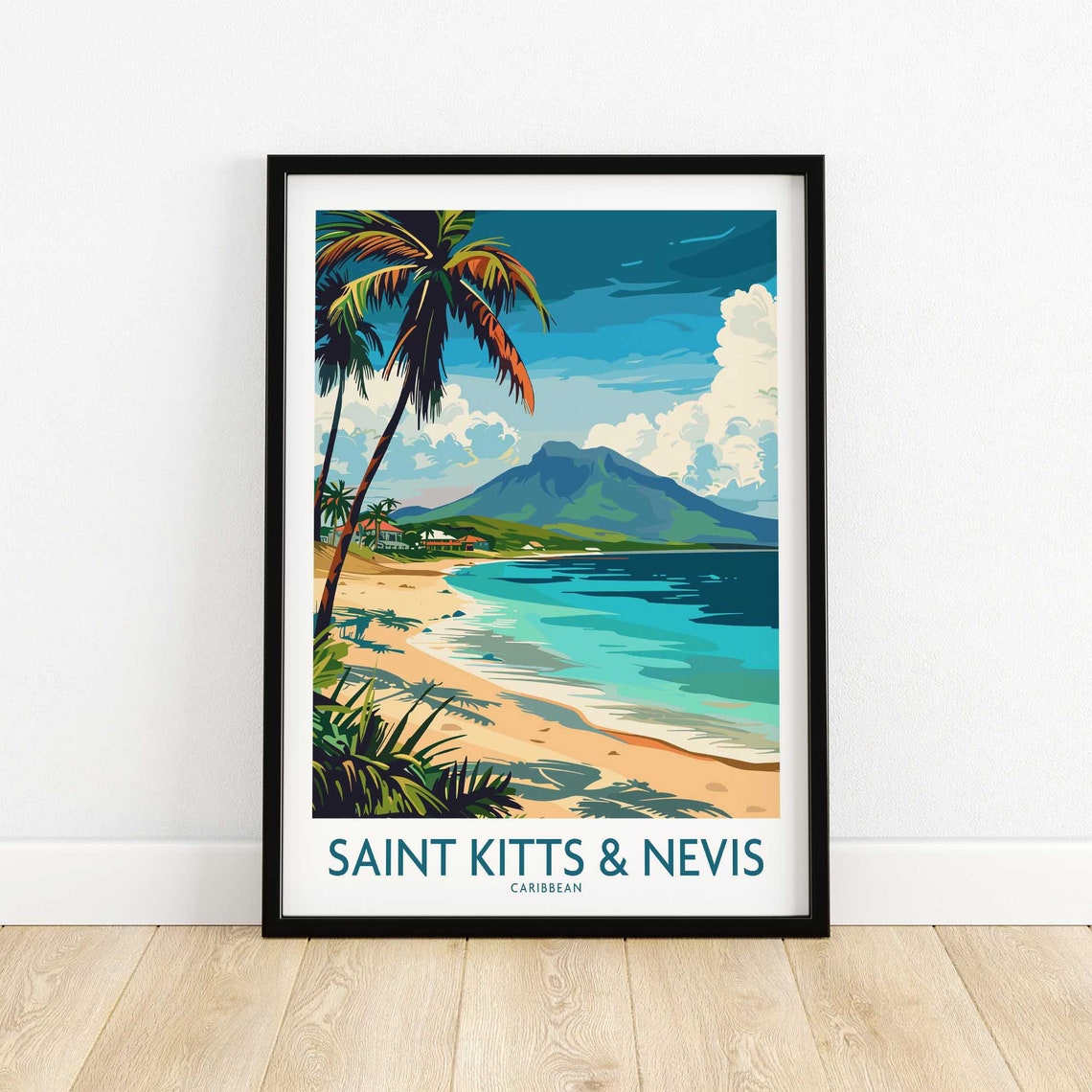 Saint Kitts And Nevis Poster Wall Art Print Travel Home Decor Artwork Gift Illustration Lover