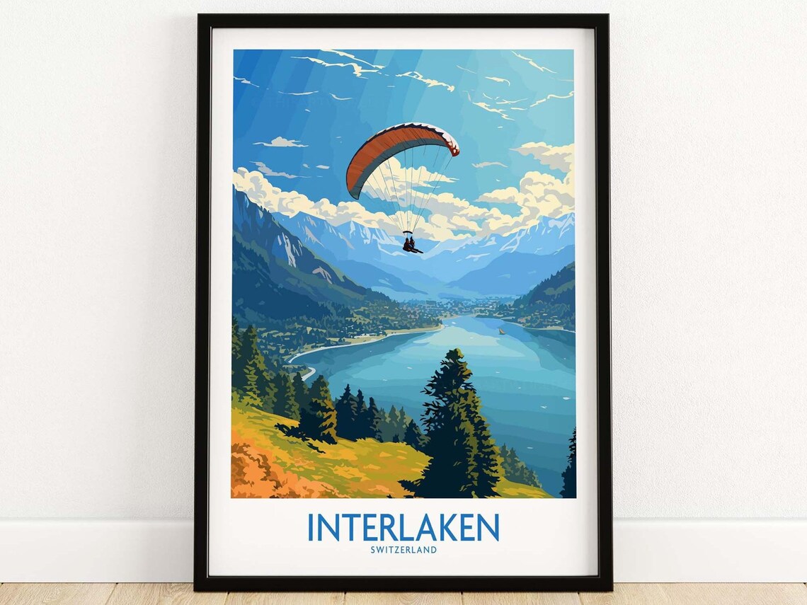 Interlaken Travel Poster, Europe Wall Art Print
