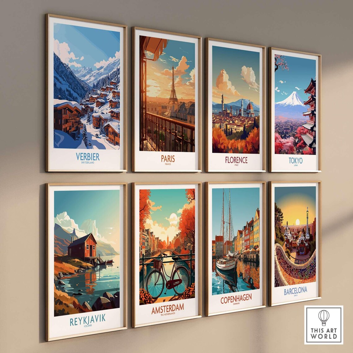Verbier Switzerland Snowy Chalet Village Alpine Winter Travel Poster - Image 3