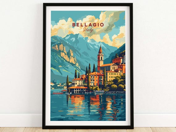 Bellagio Poster Lake Como Italy Travel Artwork Gift Home Decor Illustration Art Lover Print