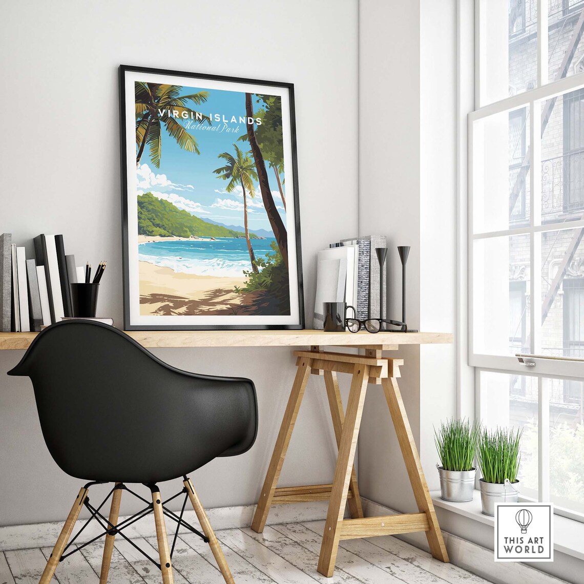 Virgin Islands National Park Tropical Beach Palms Travel Poster - Image 4