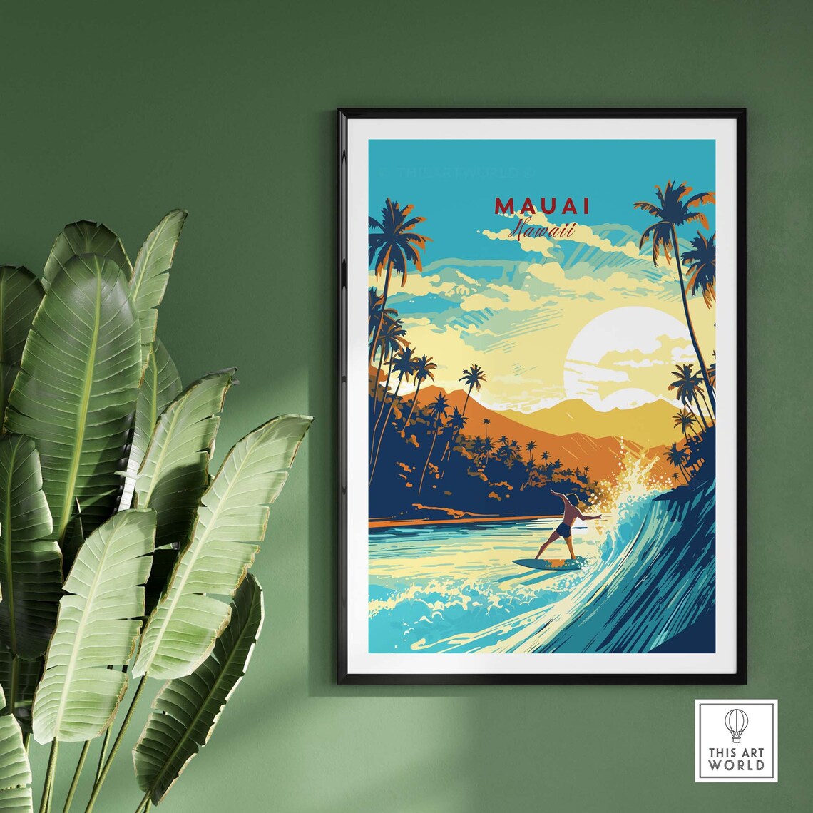Maui Hawaii Surf Travel Poster, Home Decor Art - Image 2
