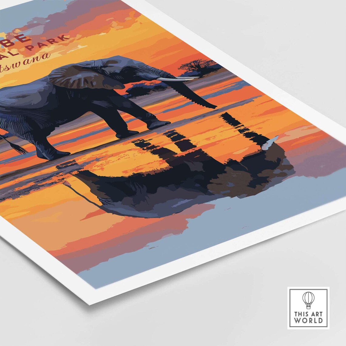 Chobe Elephant Art Print, Botswana Wildlife Illustration - Image 5
