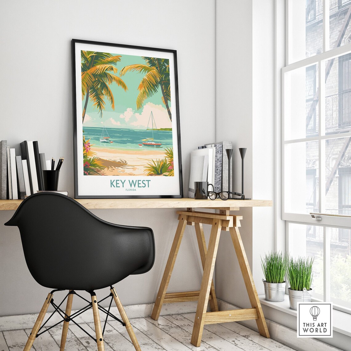 Key West Florida Palm Beach Sailboats Turquoise Sea Travel Poster - Image 4