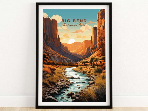 Big Bend National Park Texas Canyon River Sunset Scene Poster