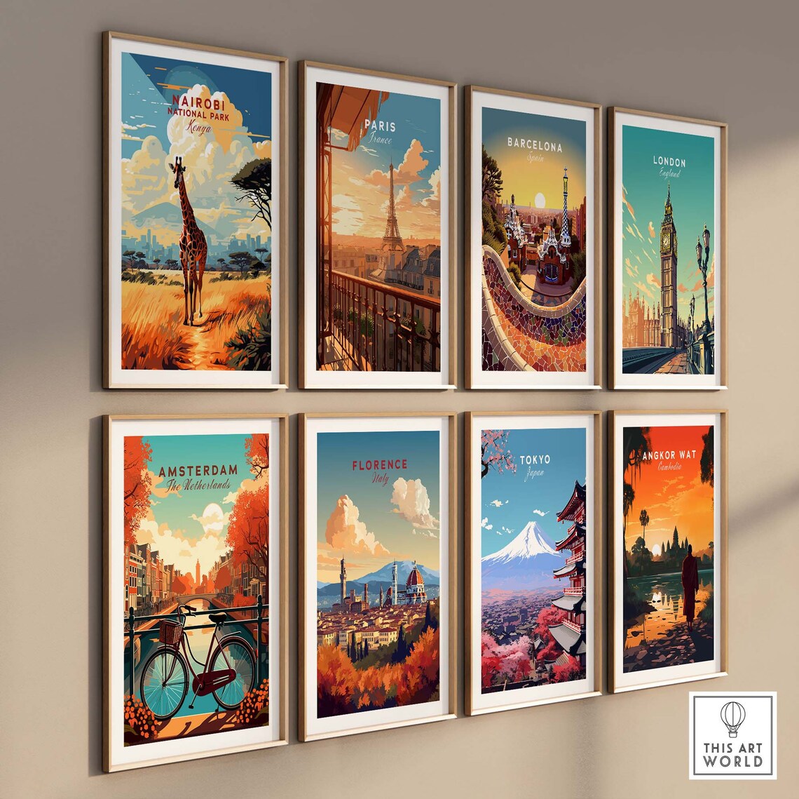 Nairobi National Park Kenya Giraffe Golden Savannah Skyline Poster - Image 3