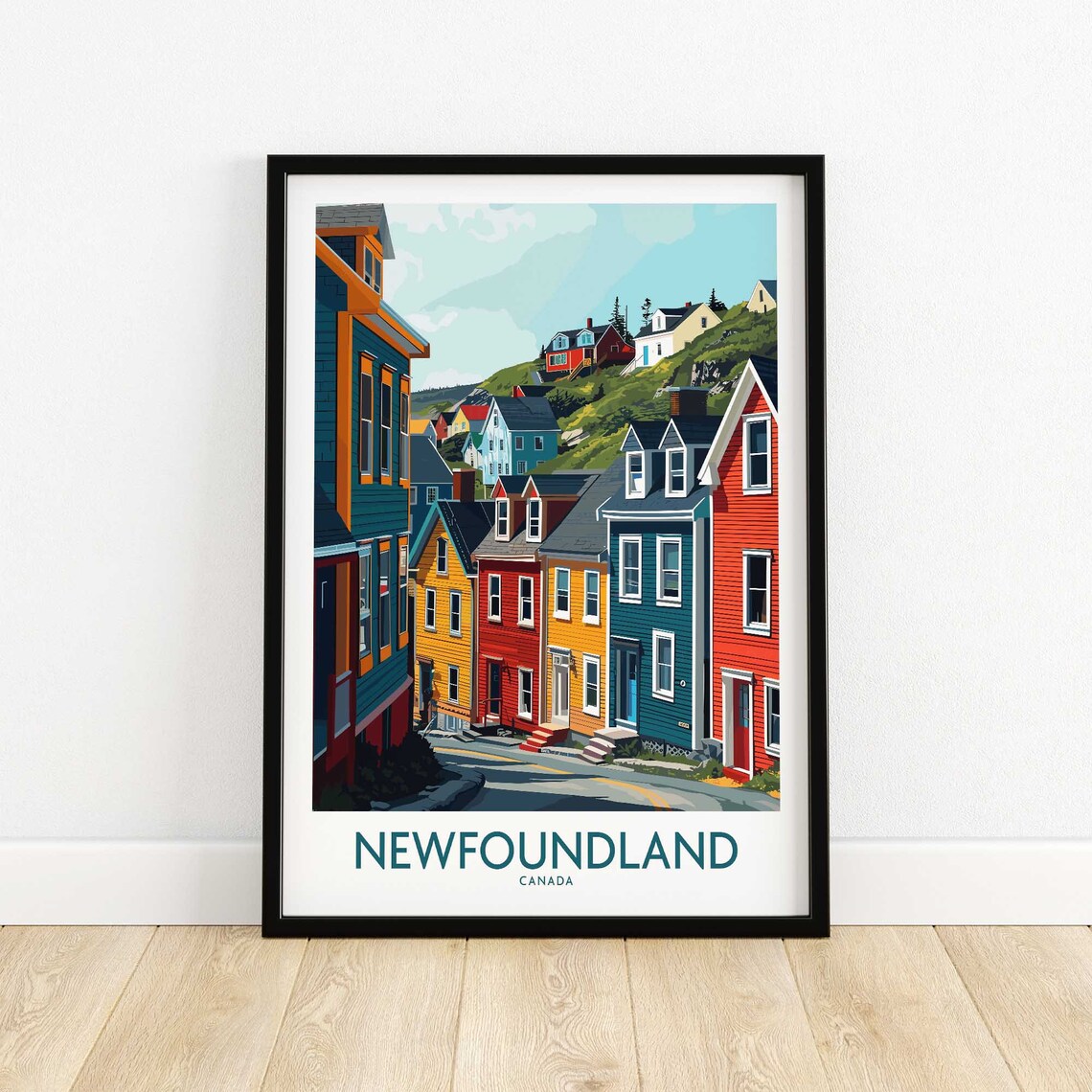 Newfoundland St Johns Houses Travel Poster