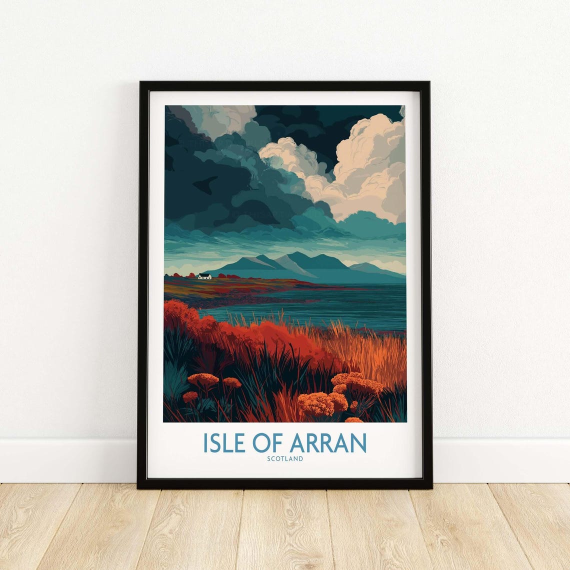Isle of Arran Scotland Coastal Wildflowers Dramatic Clouds Poster