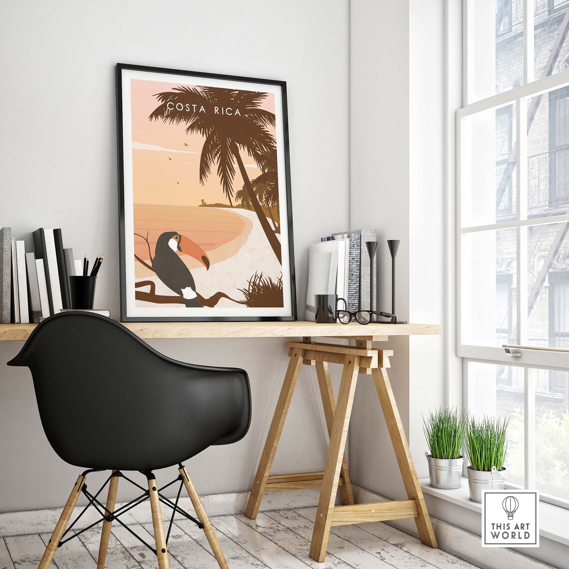 Costa Rica Travel Poster, Tropical Beach Jungle Art - Image 4