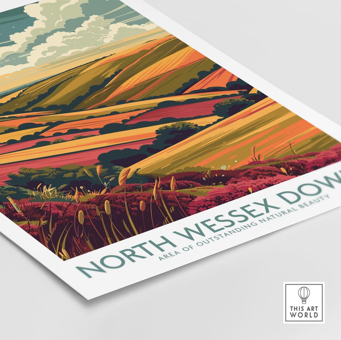 North Wessex Downs Travel Print Wessex Downs Travel Print Wall Art Aonb Wall Hanging Home Decor Wessex Downs Art Lover Gift Birthday Present - Image 4