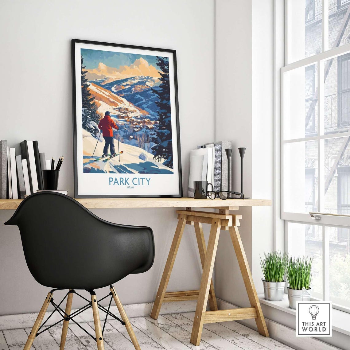 Park City Ski Travel Poster, Utah Illustration - Image 4