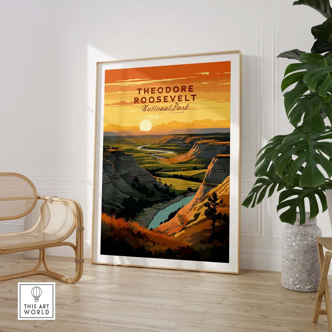 Theodore Roosevelt National Park Badlands Sunset River Poster - Image 3