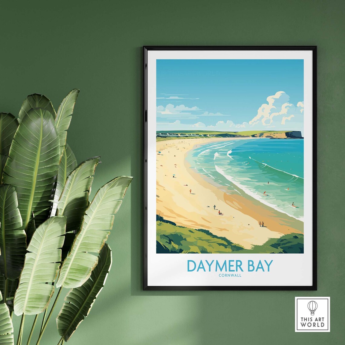 Cornwall Daymer Bay Travel Poster, Coastal Landscape - Image 2