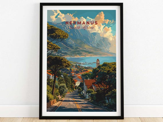 Hermanus Art Print South Africa Travel Poster Wall Hanging Home Decor Lovers Gift