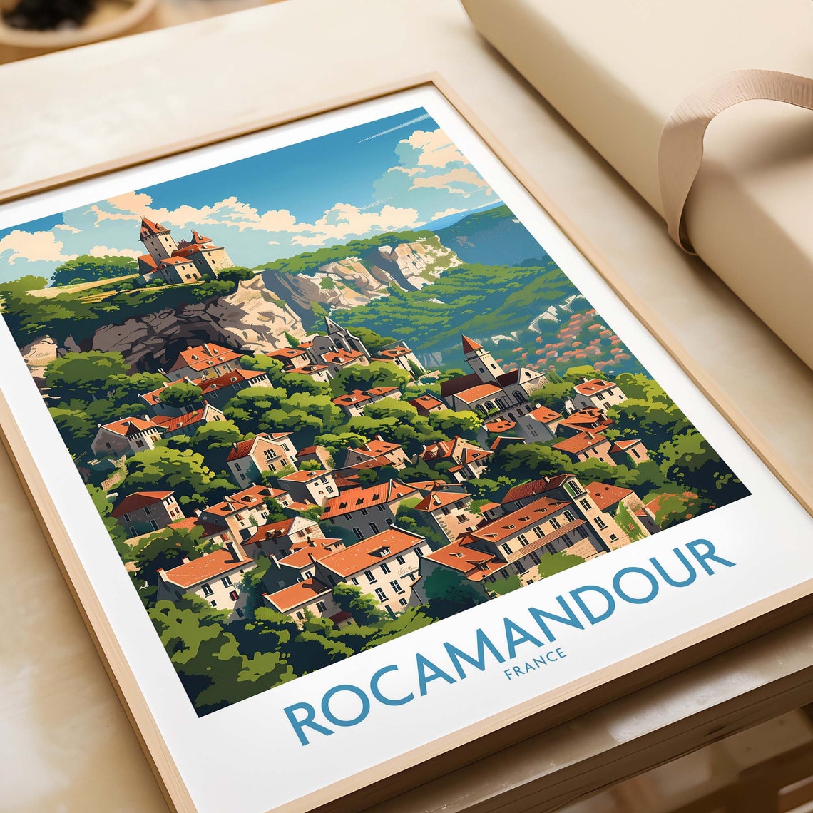 Rocamadour Wall Art France Travel Poster Rocamadour Artwork Poster Gift France Home Decor Rocamadour Illustration Art Lover France