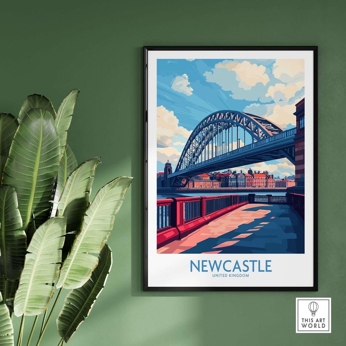 Newcastle UK Tyne Bridge River Quayside Blue Sky Travel Poster - Image 2