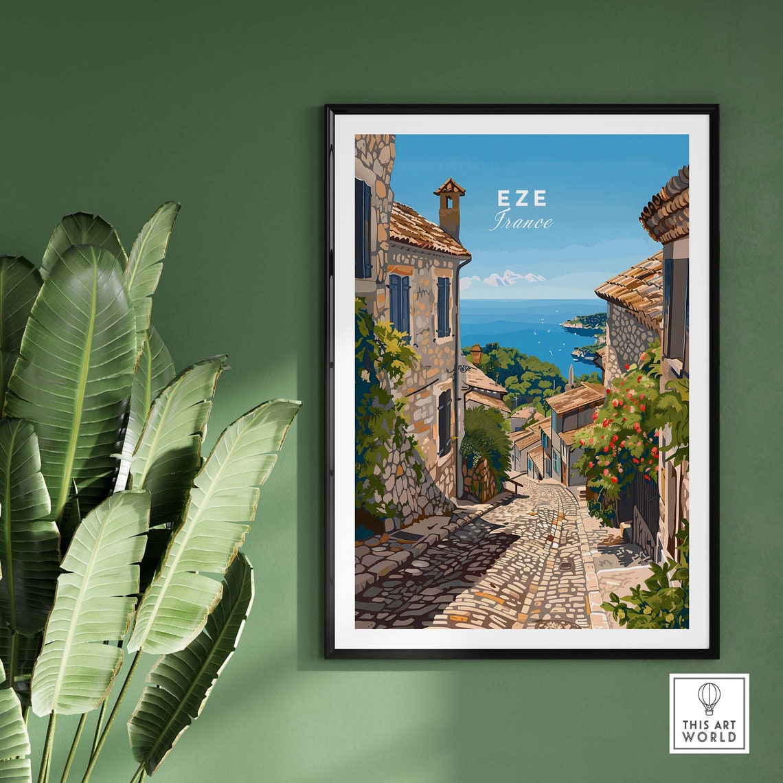 Eze Travel Print France Travel Poster Eze Artwork Poster Gift French Riviera Home Decor Eze Illustration Art Lover France Print Cte Dazur - Image 2