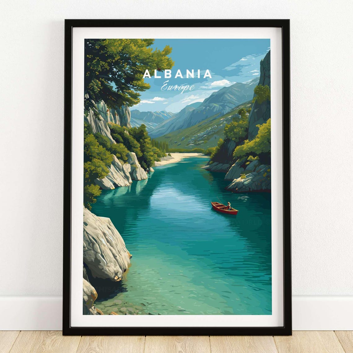 Albania Europe Turquoise River Gorge Mountain Travel Art Poster