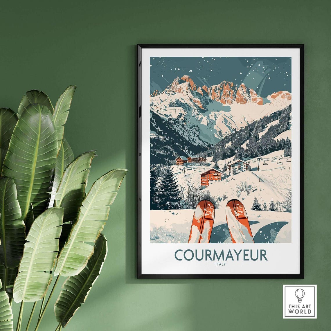 Courmayeur Ski Resort, Italy Winter Sports Poster - Image 2