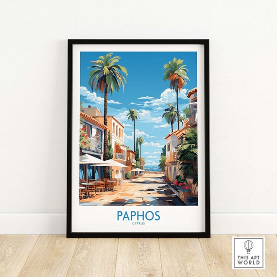 Paphos Poster Art Print Travel Home Dcor Gift Illustration Artwork Unique Holiday For Her