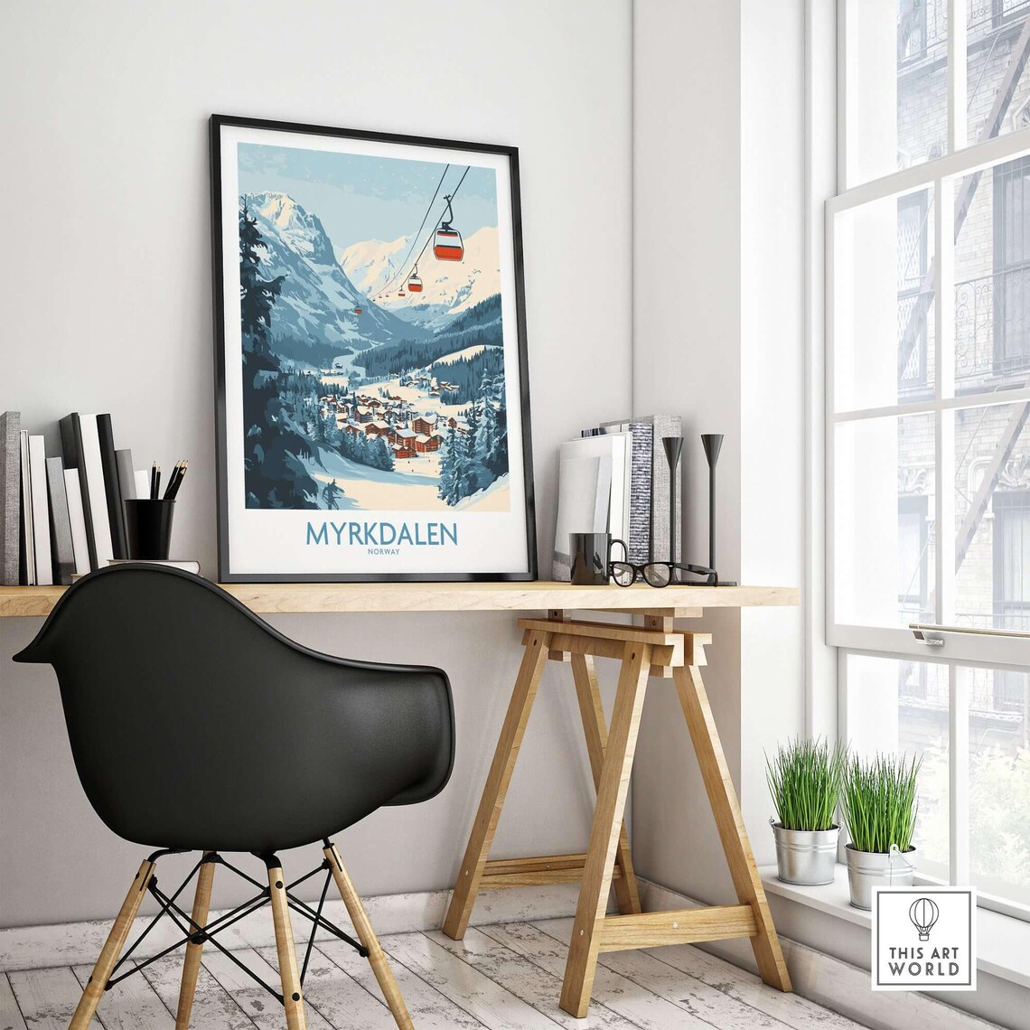 Myrkdalen Ski Poster, Stunning Landscape Art - Image 4