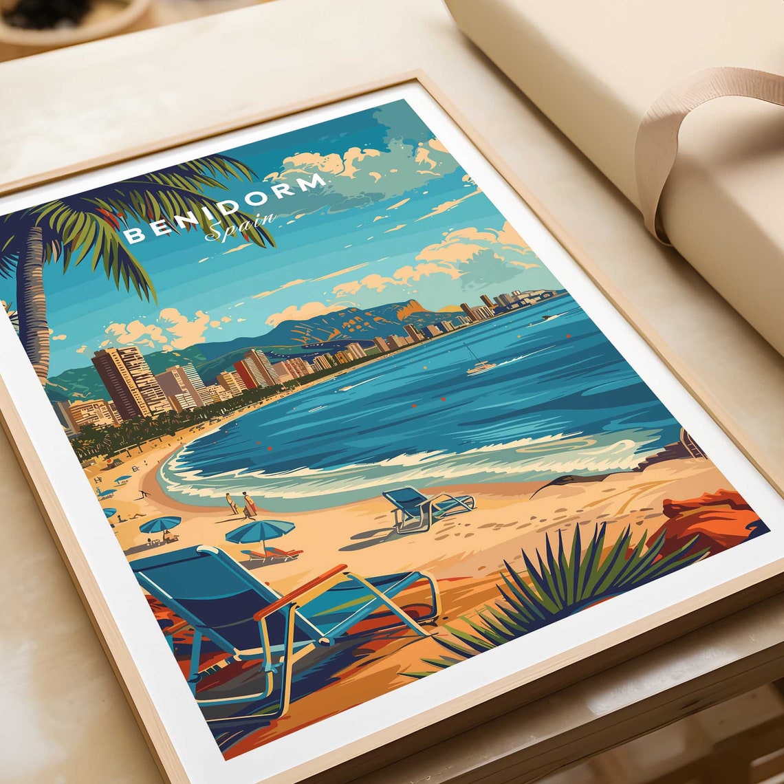 Benidorm Travel Print Wall Art Poster Home Decor Artwork Gift Illustration Lover