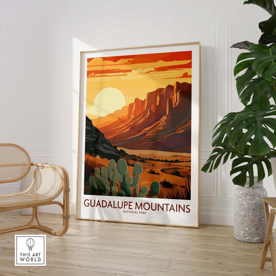 Guadalupe Mountains National Park Sunset Desert Cactus Poster - Image 3