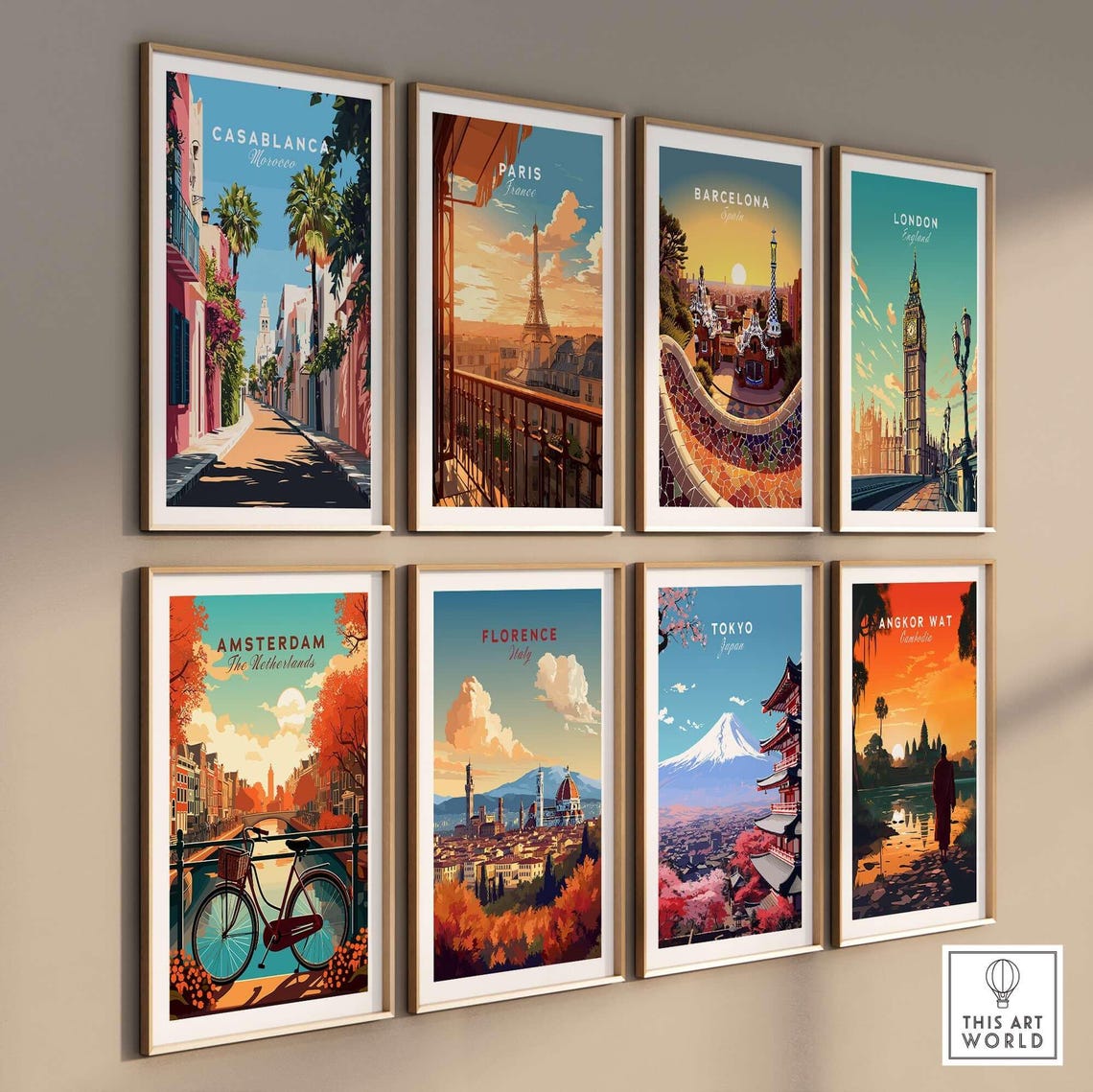 Casablanca Morocco Palm Street Old Town Vintage Travel Poster - Image 3