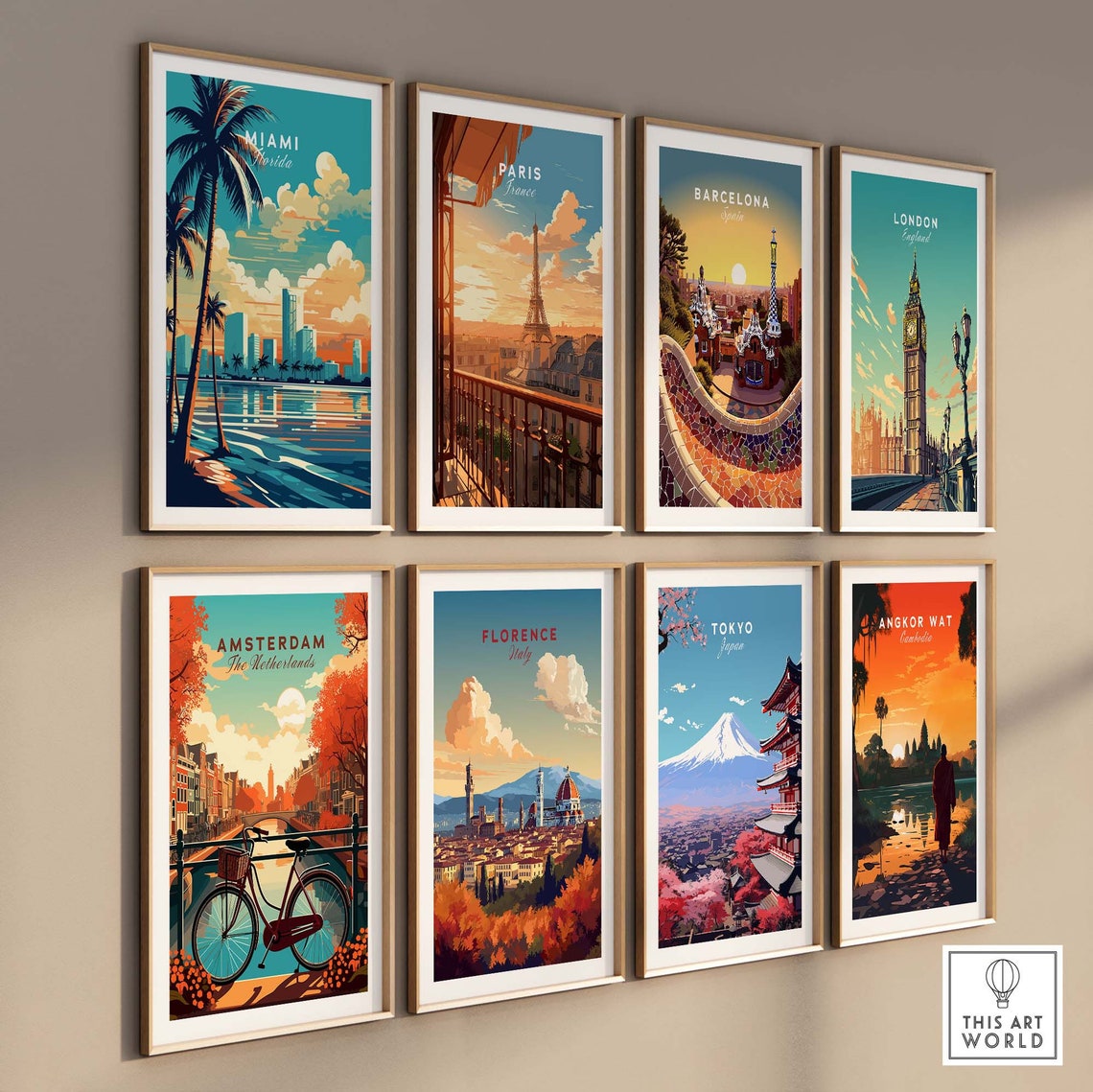 Miami Florida Palm Trees Downtown Skyline Golden Sunset View Poster - Image 3