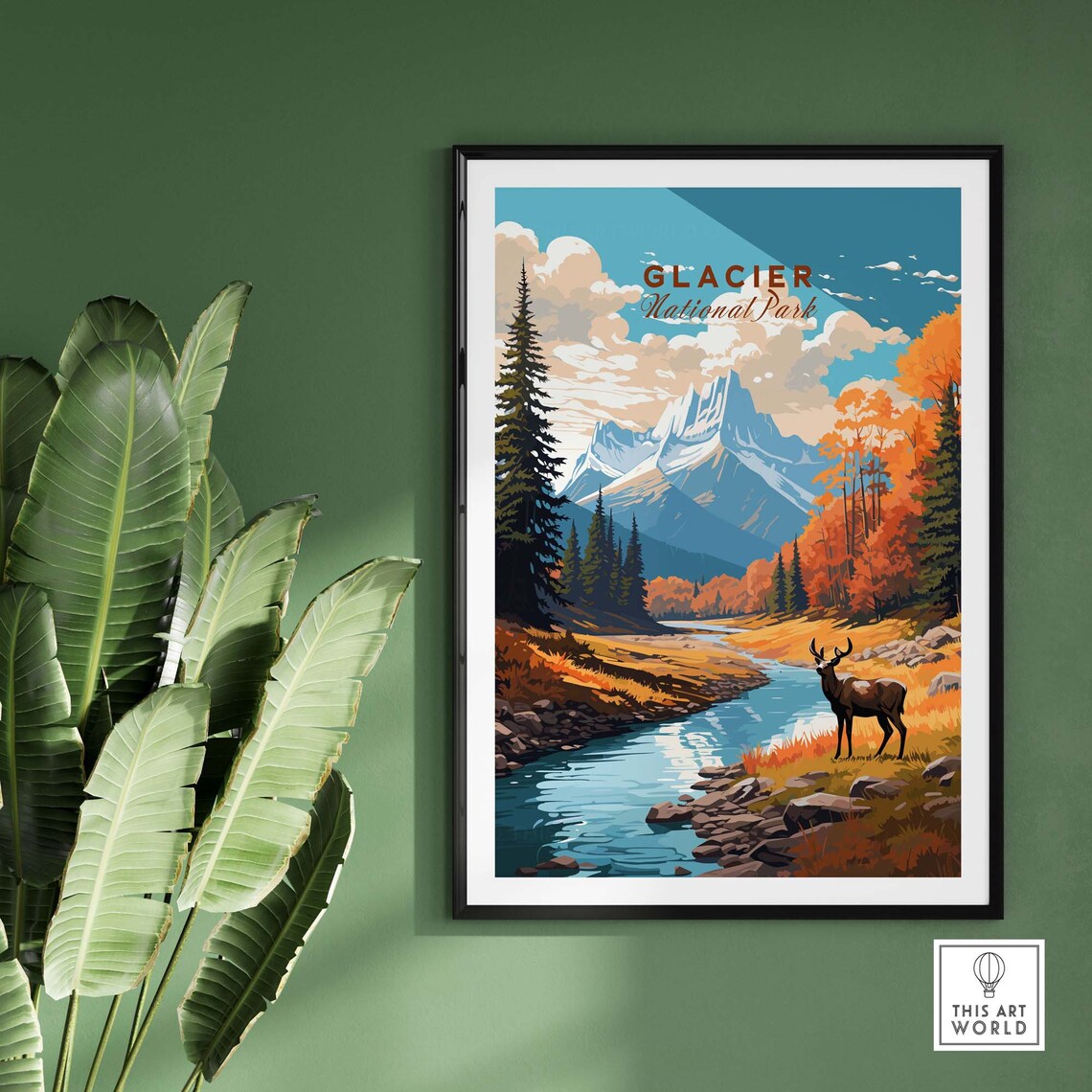 Glacier National Park Travel Poster Art Print - Image 2