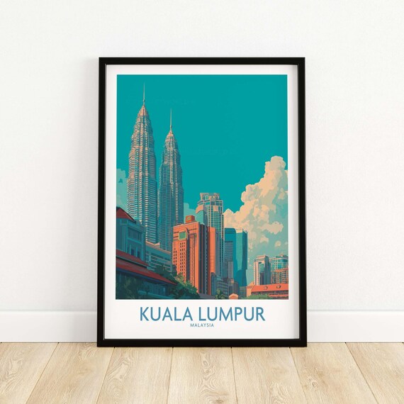 Kuala Lumpur Malaysia Petronas Towers City Skyline Travel Poster