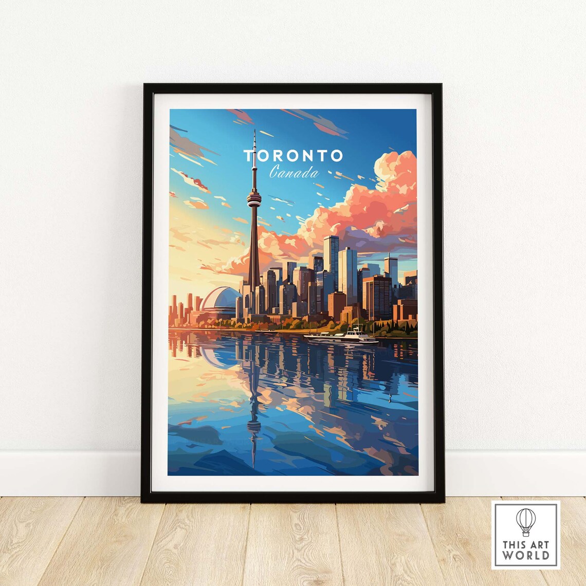 Toronto Skyline Sunset Travel Poster, Canada Wall Art