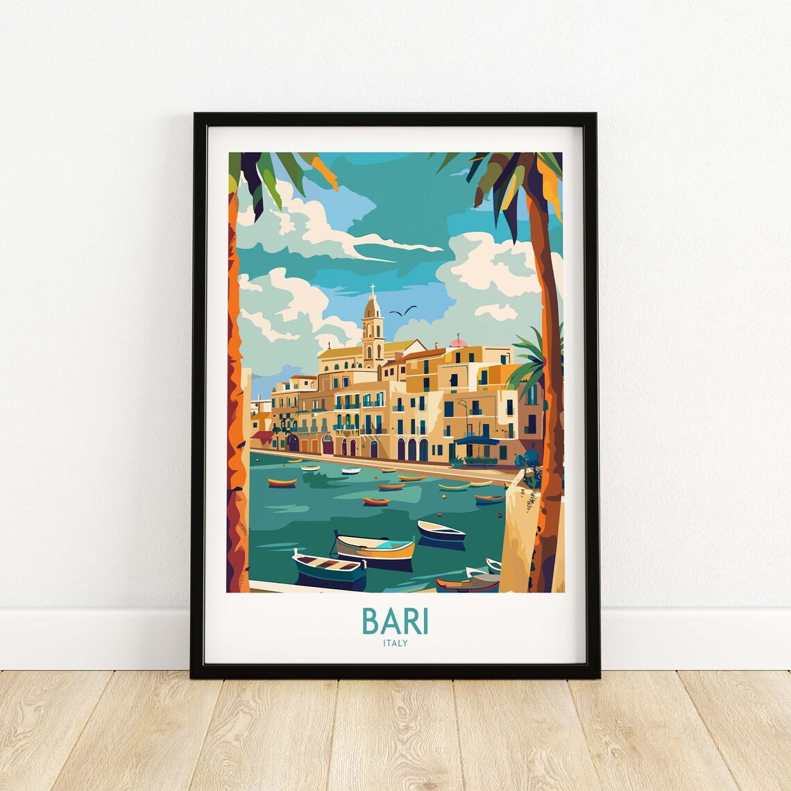 Bari Travel Poster, Italy Puglia Place Print