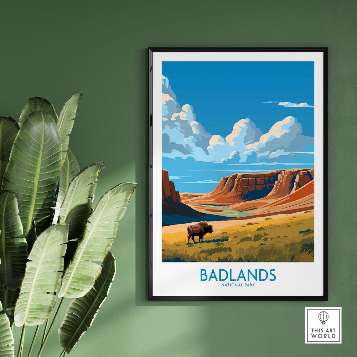Badlands National Park Bison Golden Prairie Canyon Scenic Poster - Image 2