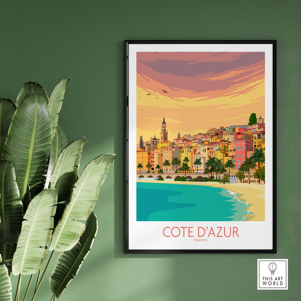 Cote D'Azur French Riviera Travel Poster, France - Image 3