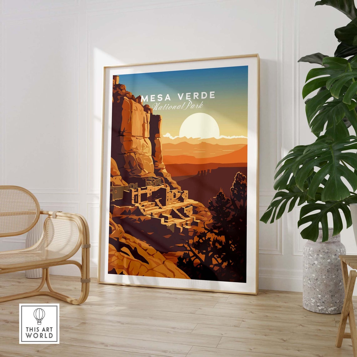 Mesa Verde National Park Ancient Pueblo Cliff Dwelling Sunset Poster - Image 3