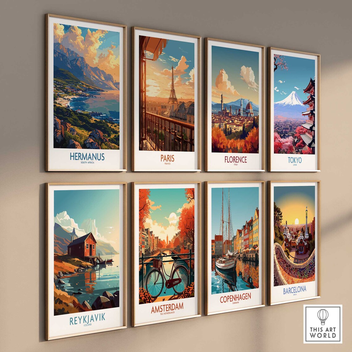 Hermanus South Africa Coastal Mountains Bay Vintage Travel Poster - Image 3