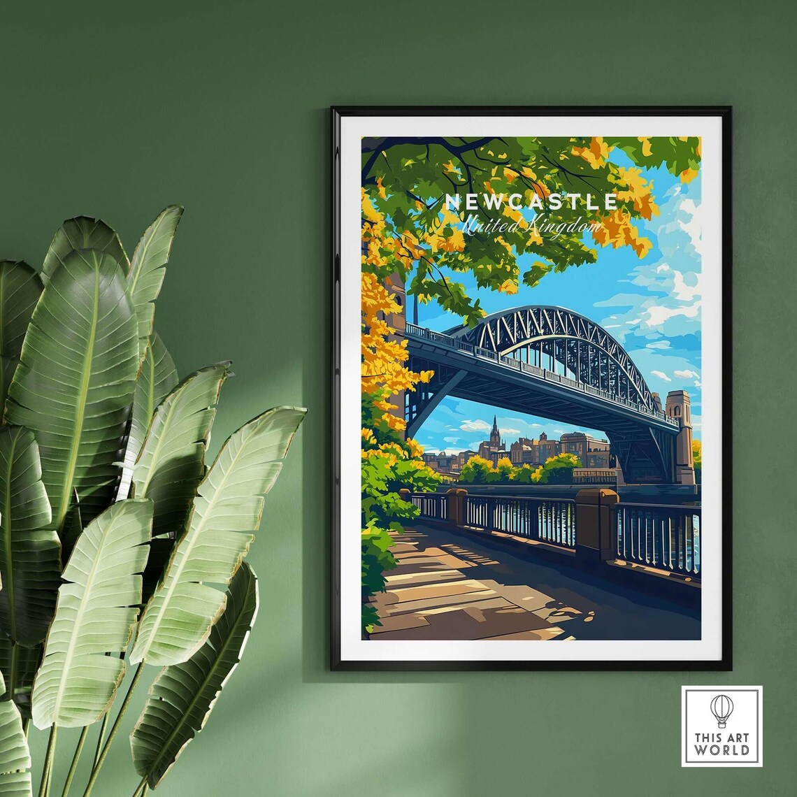 Newcastle United Kingdom Tyne Bridge Autumn Quayside Sunset Poster - Image 2