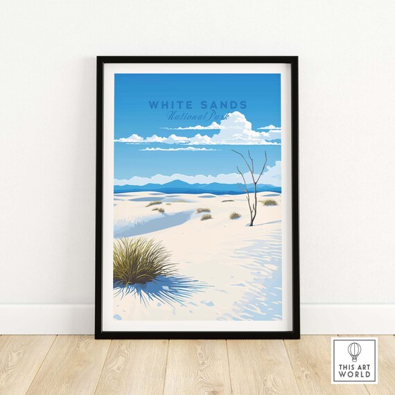 White Sands National Park New Mexico White Dunes Vintage Travel Poster