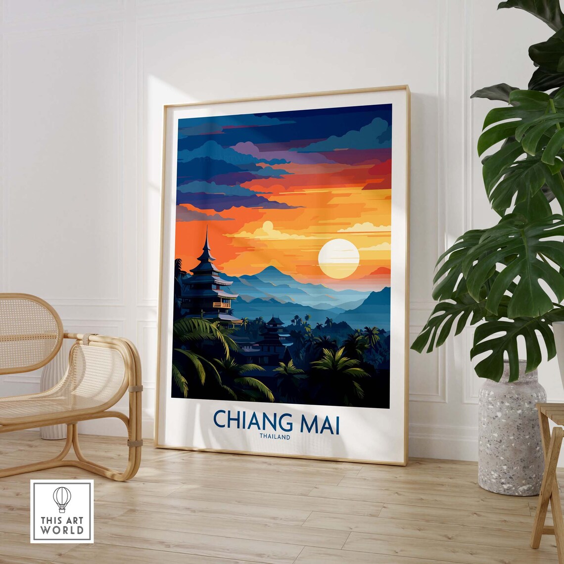 Chiang Mai Travel Poster, Asia City Art Print - Image 3