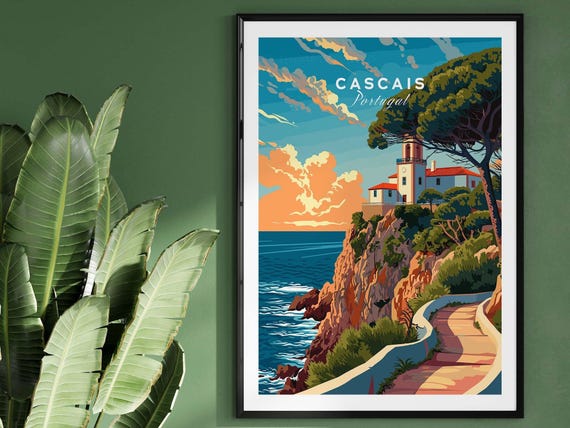 Cascais Wall Art Print Travel Home Dcor Poster Gift Illustration