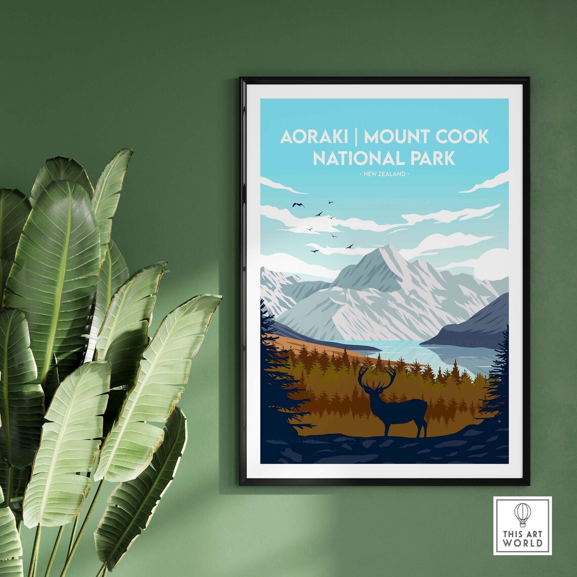 Aoraki Mount Cook National Park Travel Poster, New Zealand - Image 3