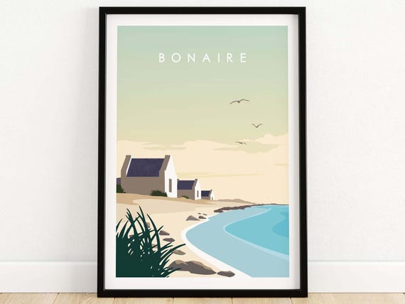 Bonaire Travel Poster Print Caribbean