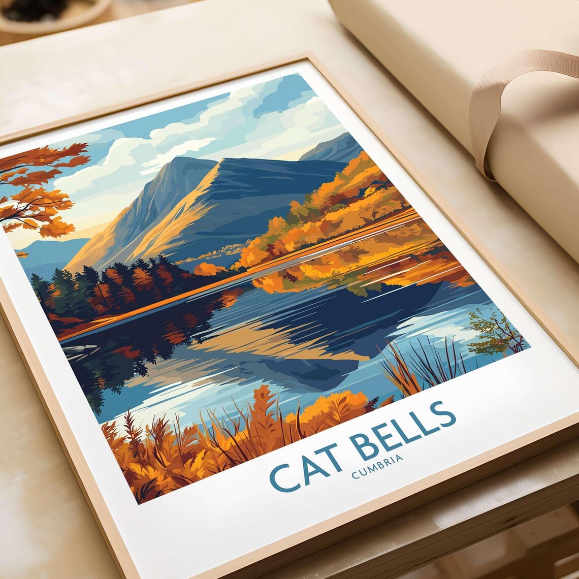Cat Bells Lake District Travel Poster, Home Decor