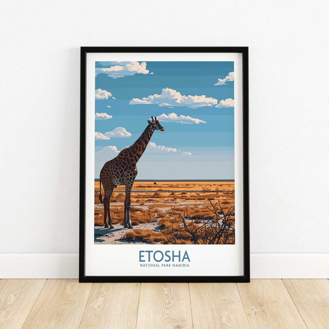 Etosha National Park Namibia Giraffe Savanna Vintage Travel Poster - Image 4