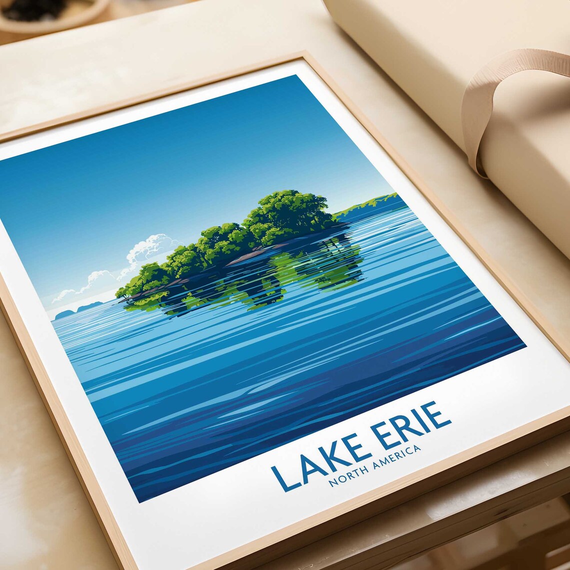 Lake Erie North America Island Reflection Calm Blue Waters Poster