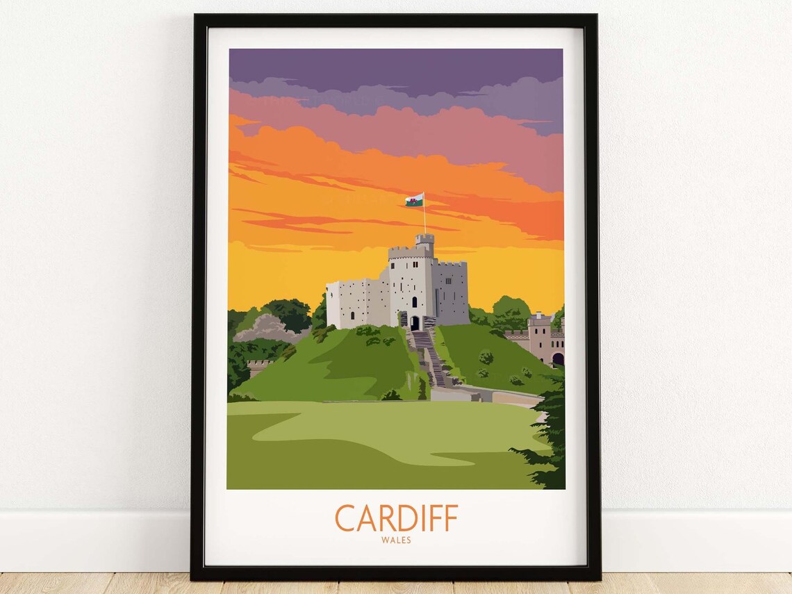 Cardiff Wales Travel Poster, Vintage Wall Art Print - Image 4